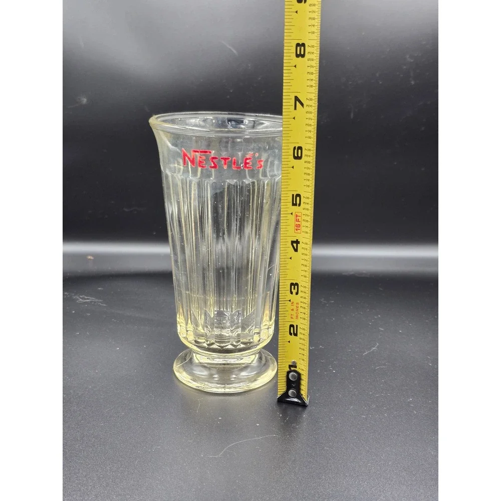 Vintage Nestle Old‎ Fashioned Parfait Soda Fountain Glass Ribbed Footed  1950's